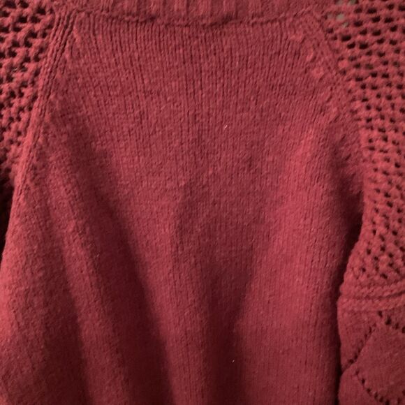 Lulus Trend Maker Sweater Women's XS Burgundy Pointelle Knit V Neck Med Weight - Picture 8 of 13